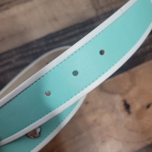 38 Escada Vintage Turquoise Belt Silver Seashell Studs Embellishments - Picture 6 of 8